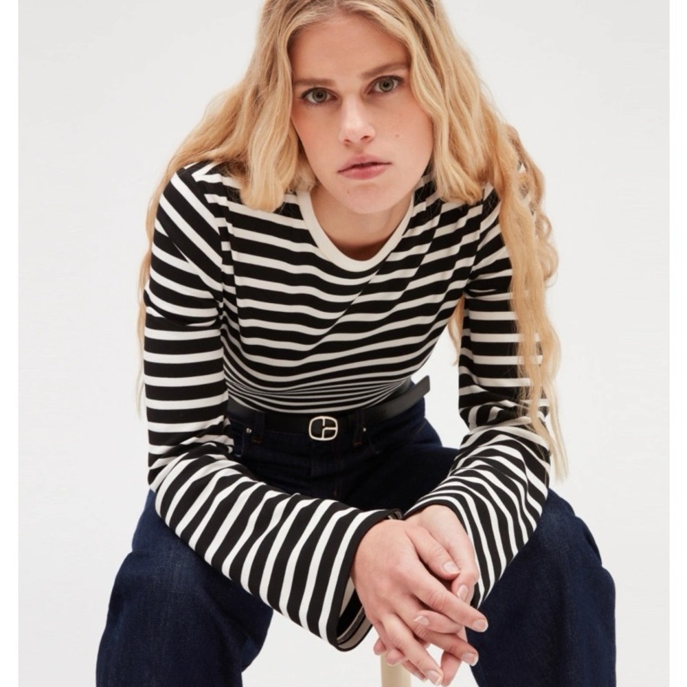 Claudie Pierlot Black and White Stripes Elegant Top